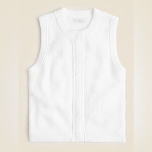 NWT J. Crew Large Lg White Sleeveless 100% Cotton Sweater Vest Snaps-up  12 14